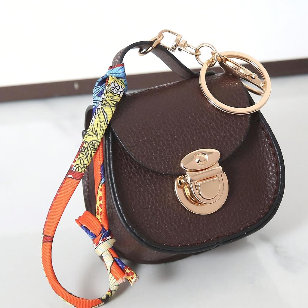 Trendy Versatile Saddle-Shaped Small Bag Charm, Coin Purse, Wireless Earphone Case, Multifunctional Portable Pouch, Keychain, Unique and Fresh Style