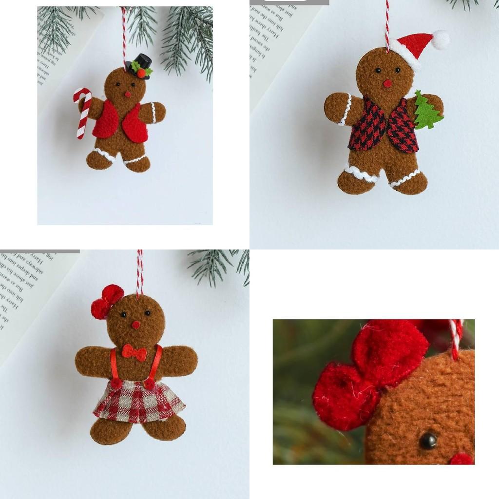 Adorable Brown Gingerbread Man Fabric Ornaments For Charming Christmas Tree Decoration