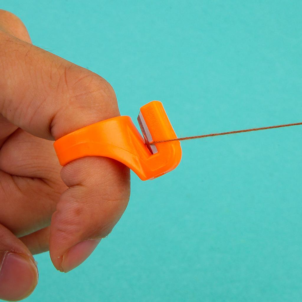 12Pcs/set Thimble Sewing Handcraft DIY Tool with Blade for Cutting Yarn Finger Knife Ring Plastic Quilting Thread Cutter