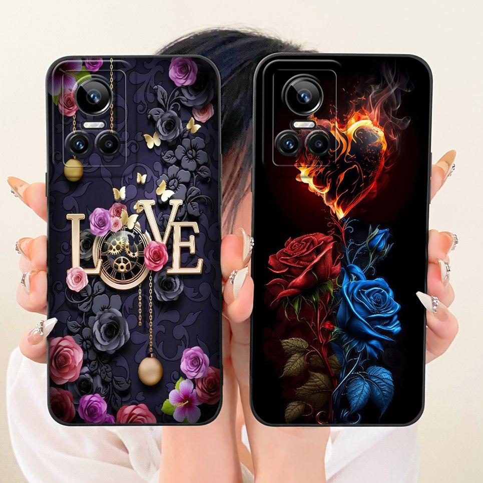 For Realme GT Neo3 Neo5 130W 250W Realme GT3 Phone Case Bow Pattern Flower Butterfly Girly Back Cover Silicone Soft Casing