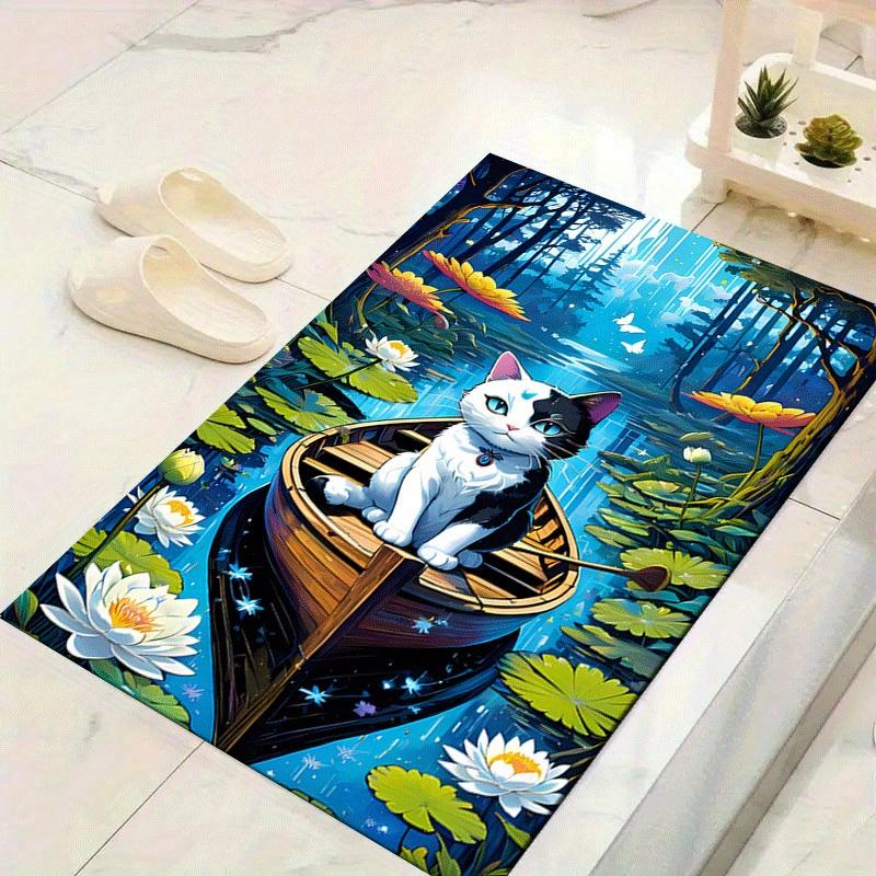 

1pc Black and white cat Design Indoor Area Rug - Soft, Anti-Slip, and Durable Gaming Room Decor for Bedroom 60cm by 90cm