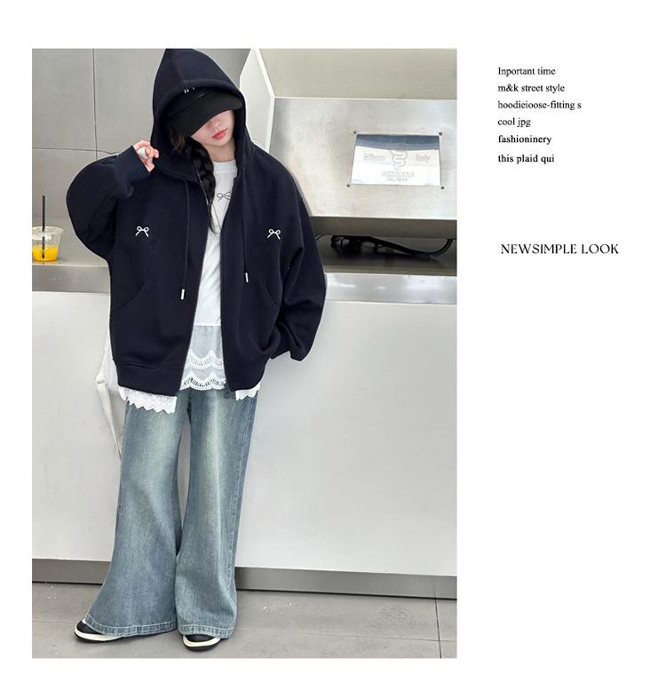 2025 Spring/Autumn Girls' Sweatshirt Jacket: Trendy Korean Style for Big Girls