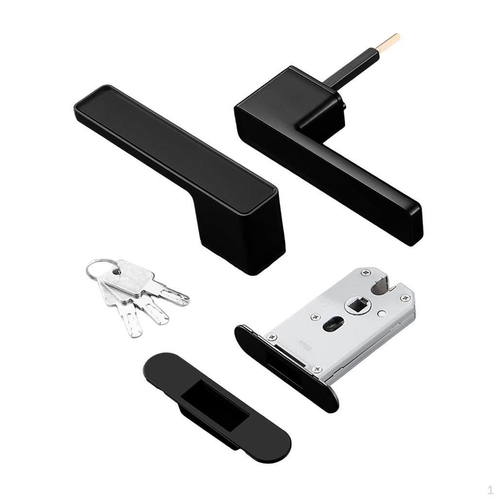 Door Handle Knob with Key Elegant Square Accessories Lever Lock for Bedroom Home
