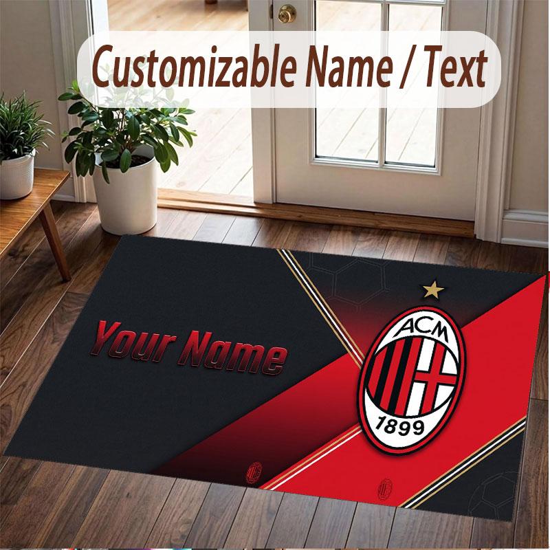 Custom Rug AC Milan Pattern Print Name Text Soft Non‑Slip Floor Carpet for Home Indoor Decoration