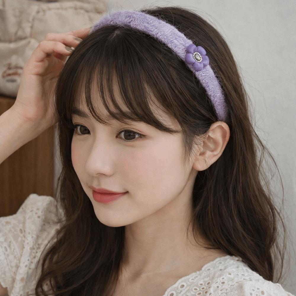 Korean Style Retro Headband Exquisite Vintage Flower Knitted Hair Band Non-Slip Headwear Thin Edge Hairband Wash Face