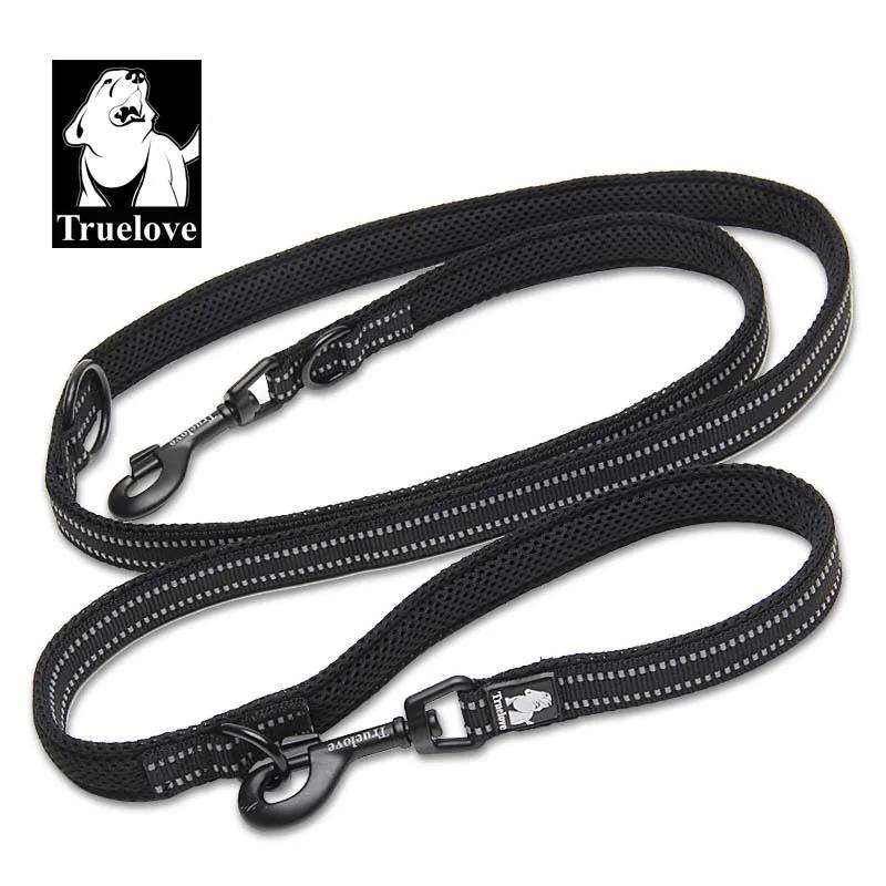 Truelove 7 in 1 Multi-Function Adjustable Dog Lead Hand Free Pet Training Leash Reflective Multi-Purpose Dog Leash Walk 2 Dogs S