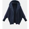 Autumn and Winter Women's Solid Color Long-sleeved Hooded Loose Plush Jacket Women