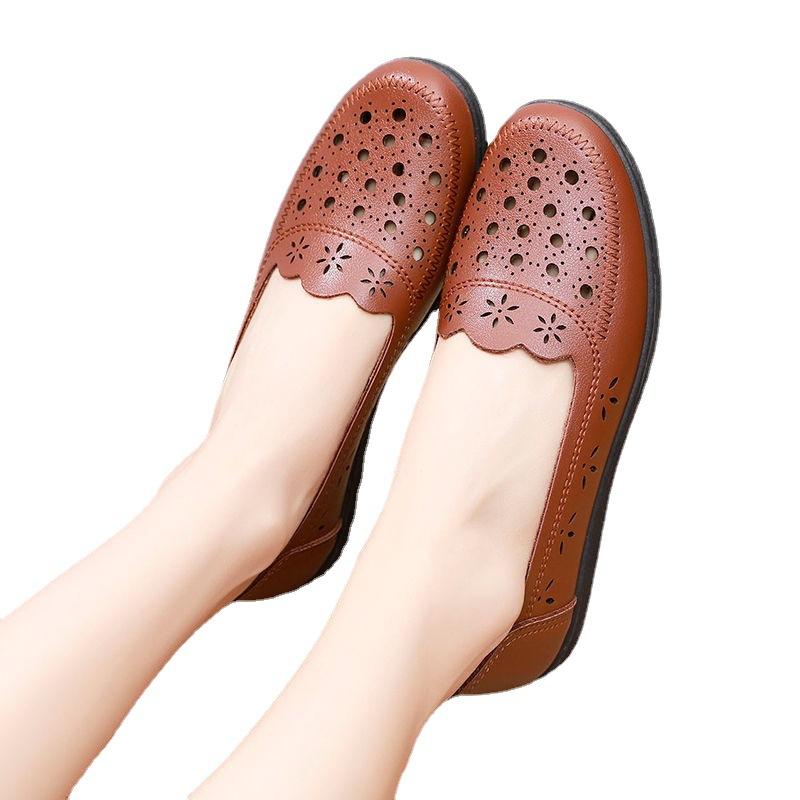 New Hollow Women's Casual Shoes Flat Bottom Lightweight Non Slip Women's Walking Shoes