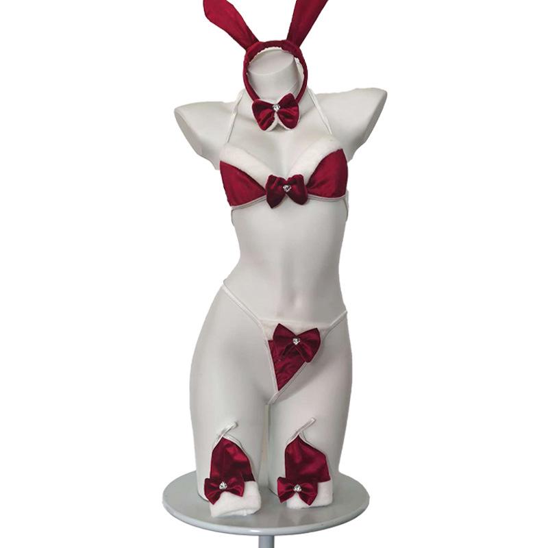Seductive Christmas Bunny Lingerie Set: Passionate Quick-Release Bra & Thong