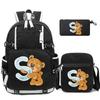 3Pcs/set Cute Little Bear 26 English Letters Bookbag Back To School Backpack Child Gift with Pencil Case Shoulder Bag Backpack