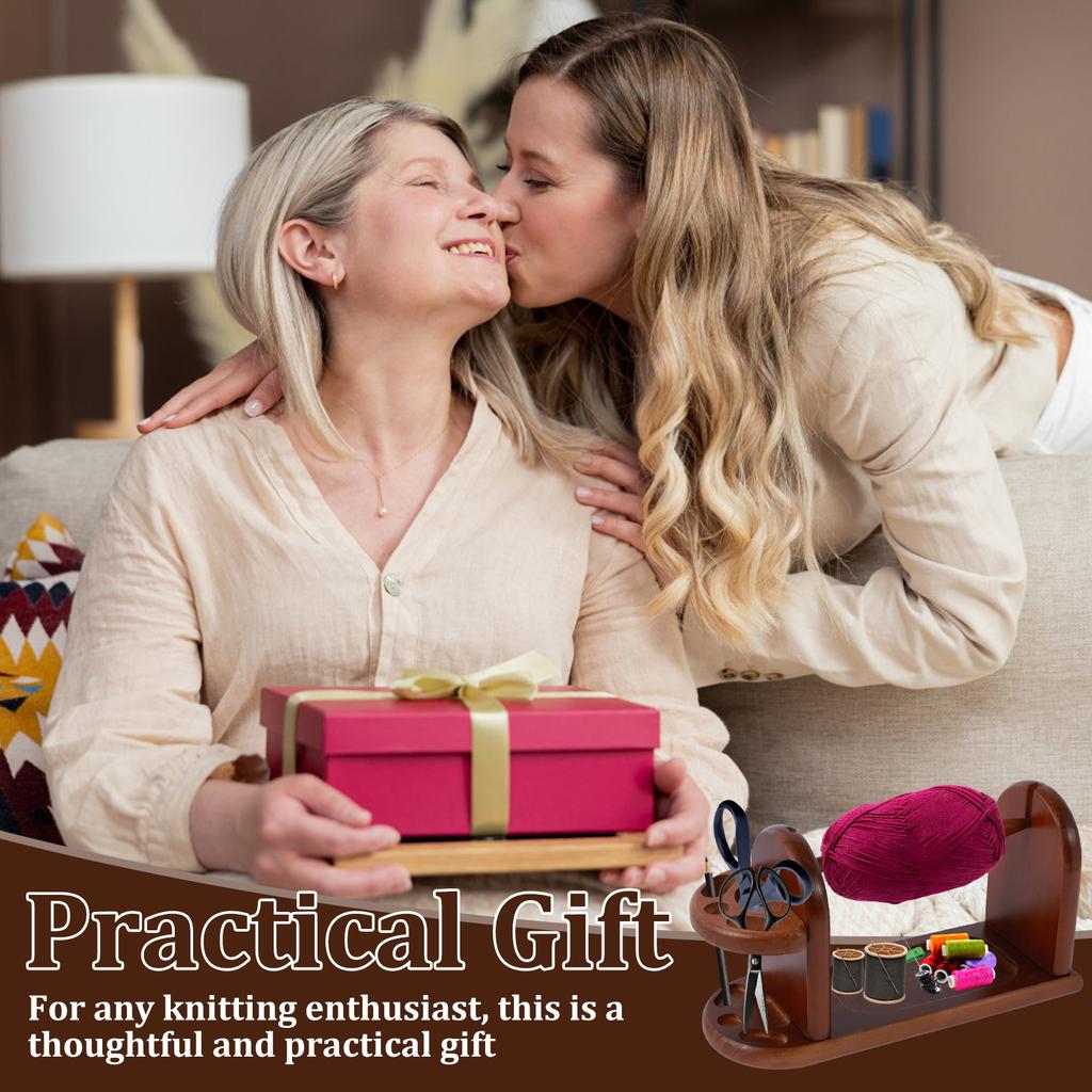 Suport pentru fire din lemn Unelte de tricotat pentru filare Suport pentru fire de croșetat Bobina de fir magnetică rotativă Înfășurator de bile de lână Filator de rotație