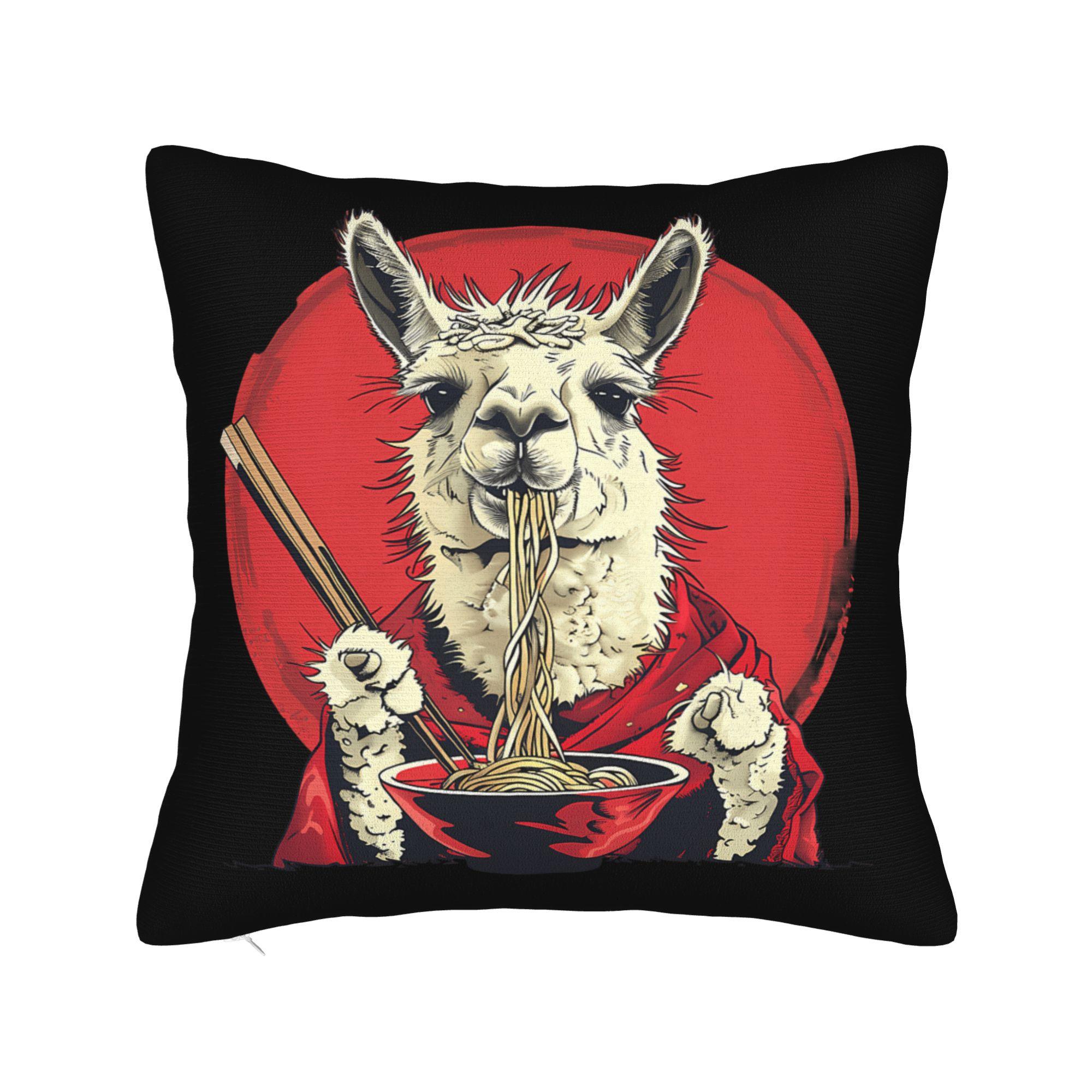 

Llama Ramen Lover Japanese Noodles Artwork Pillow Case Custom Pillow Cover For Office Car Home Decor Novelty Pillowcases 12x12Inch
