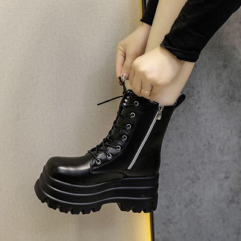 cos heightening shoes classic heightening and showing legs thin platform shoes cm British style platform new short boots short Martin boots