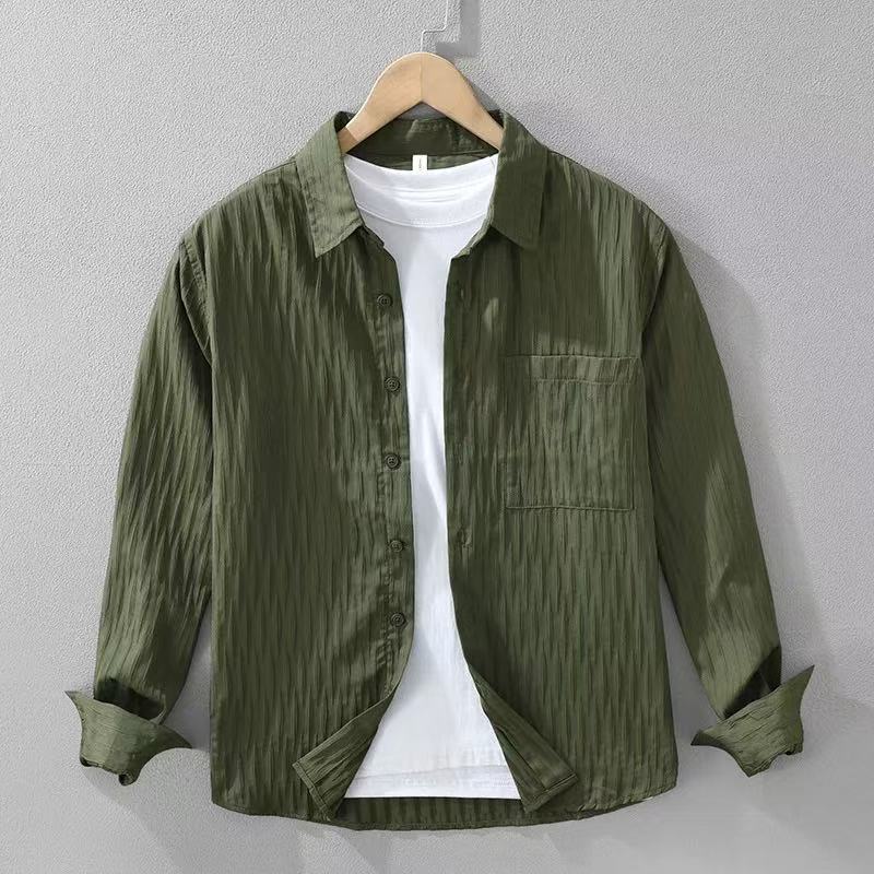 Japanese-Style Retro Loose Vertical Striped Long-Sleeved Shirt Men's Spring and Autumn Simplicity Casual Loose Profile High-Grade Shirt