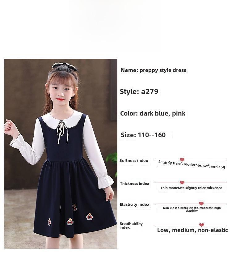 Girls' New Korean Style Autumn College Princess Dress for Primary & Secondary Students