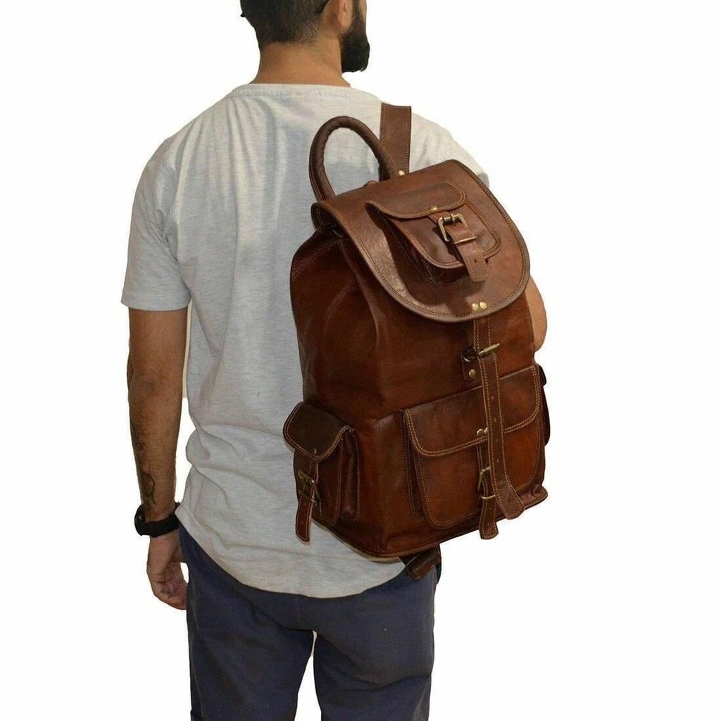 New Bag Leather Genuine Backpack S Men Laptop Vintage Satchel Rucksack Travel