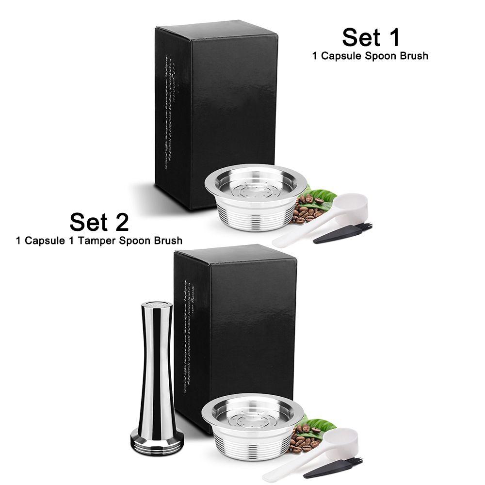 Steel Tamper Espresso Coffee Refillable Capsule Coffee Pod Holder Set Coffee Capsule Reusable Pods