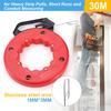 30M 3mm Flat Head Fish Tape Spring Steel Electrical Wire Puller Cable Threader Electrician Wiring Tool Red Plastic Case