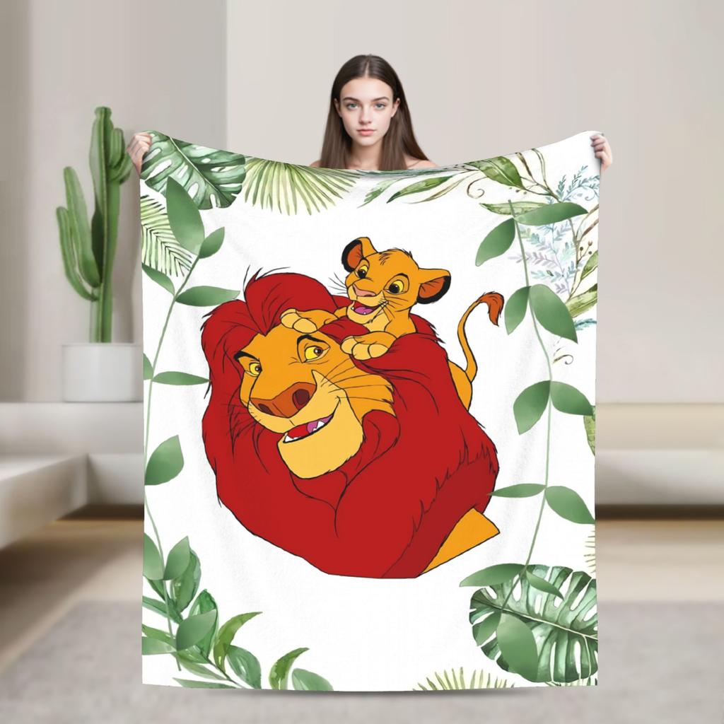 Warm BlanketGirls Boys Decorative Simba Lion King Throw Blanket  Flannel Bedspread Chair Sofa Bed Street Trend Sofa Bed Cover