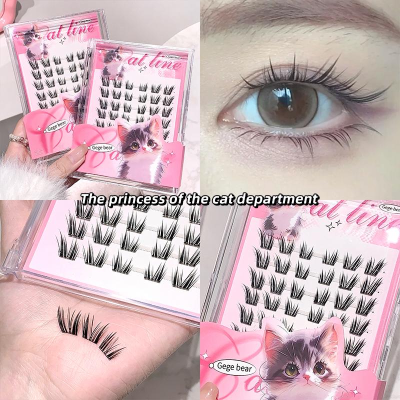 

GEGE BEAR Накладные ресницы серии Cat без клея с завитком подсолнечника, пушистые, отдельные сегменты, легко наносятся, идеально подходят для ежедневного ношения