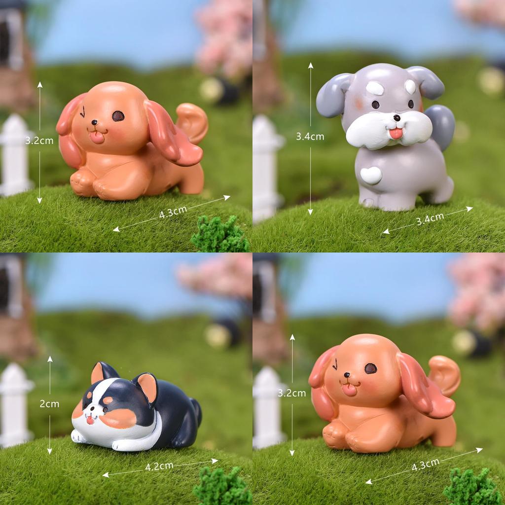 Entzückende Pomeranian-Hundefigur aus Kunstharz, perfekt für Miniaturgärten und Terrarien