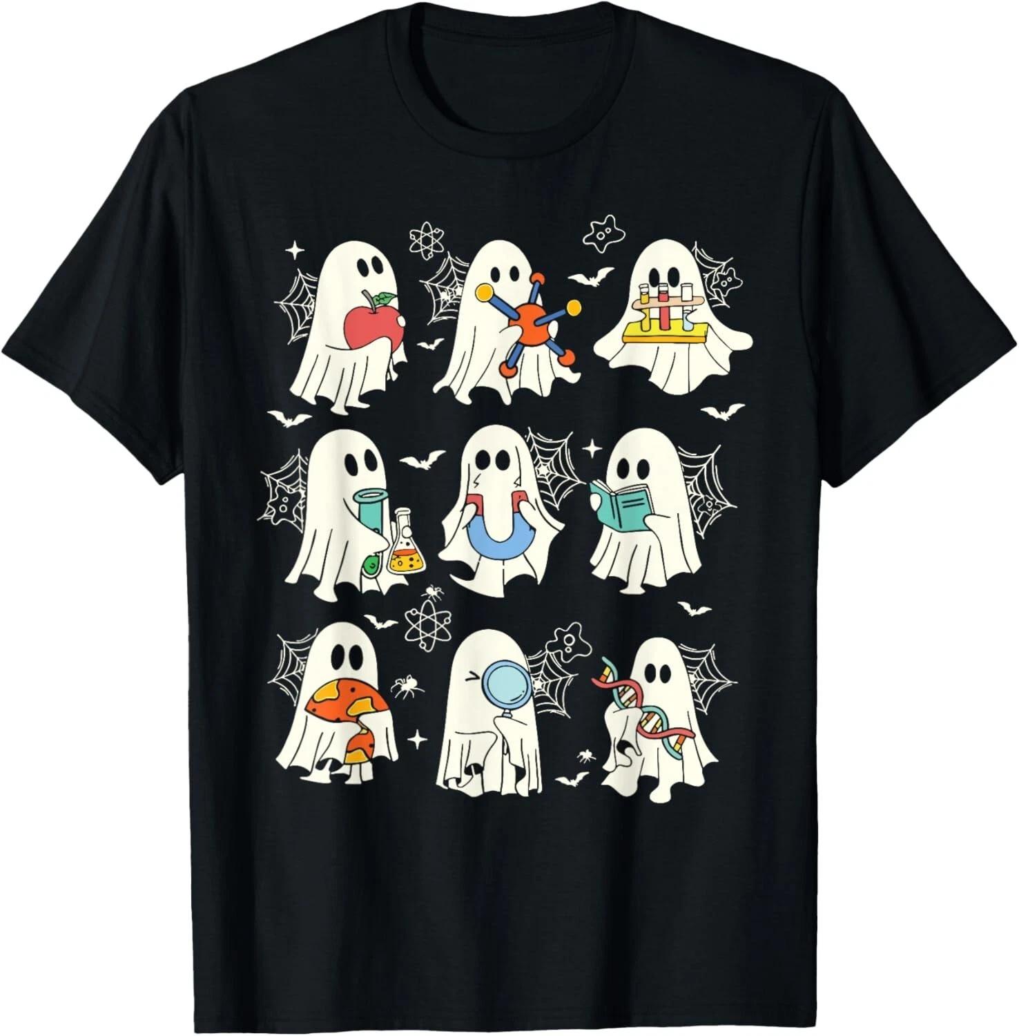 Retro Halloween Science Teacher Ghost Laboratory Teacher T- Shirt S