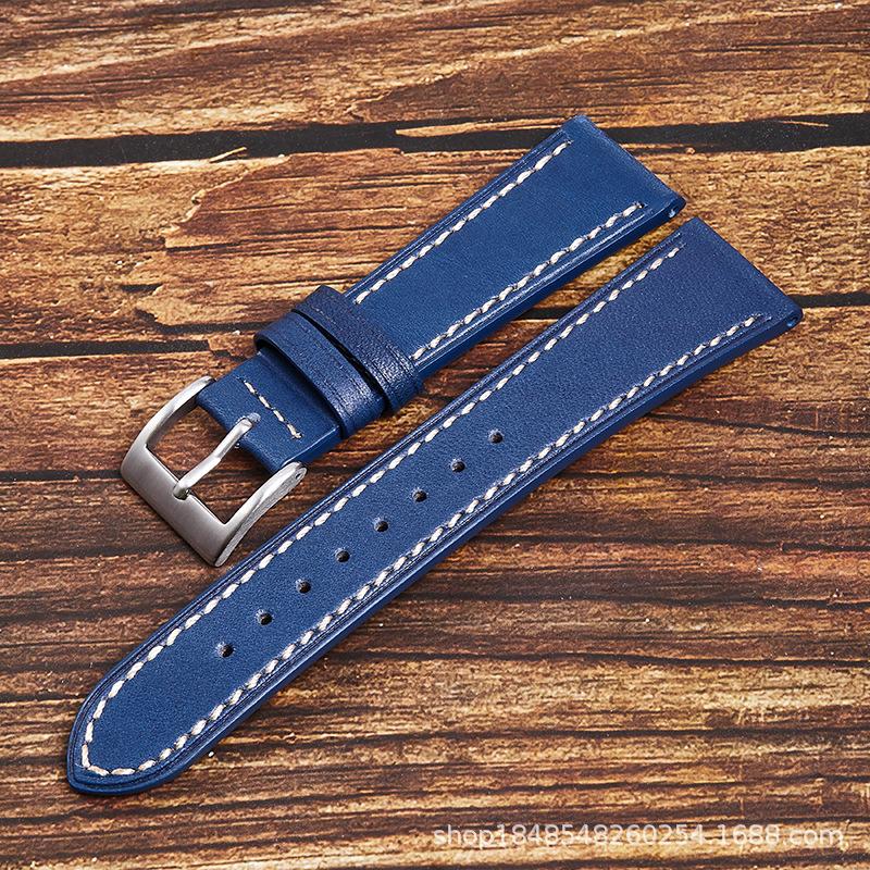 Retro First-Layer Leather Strap Unisex 18Mm Pin Buckle High-End Oil Bead Strap