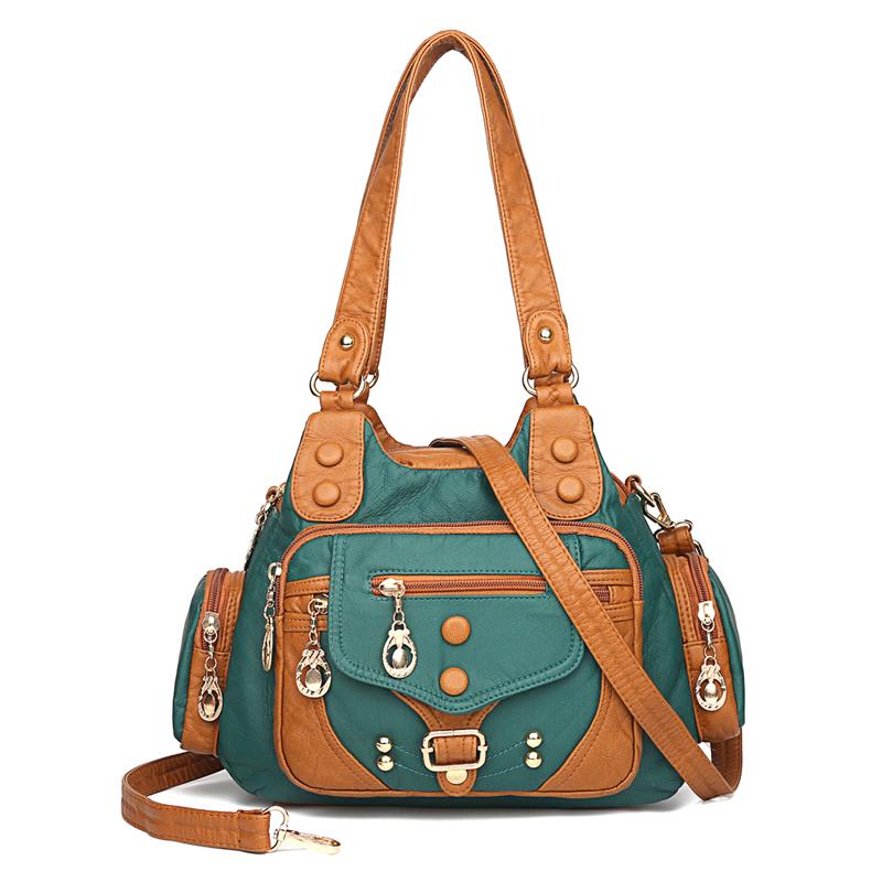 Women Soft Leather Top-Handle Bags Luxury Designer Handbag Solid Color Ladies Shoulder Crossbody Bag And Purse Commuting Sac