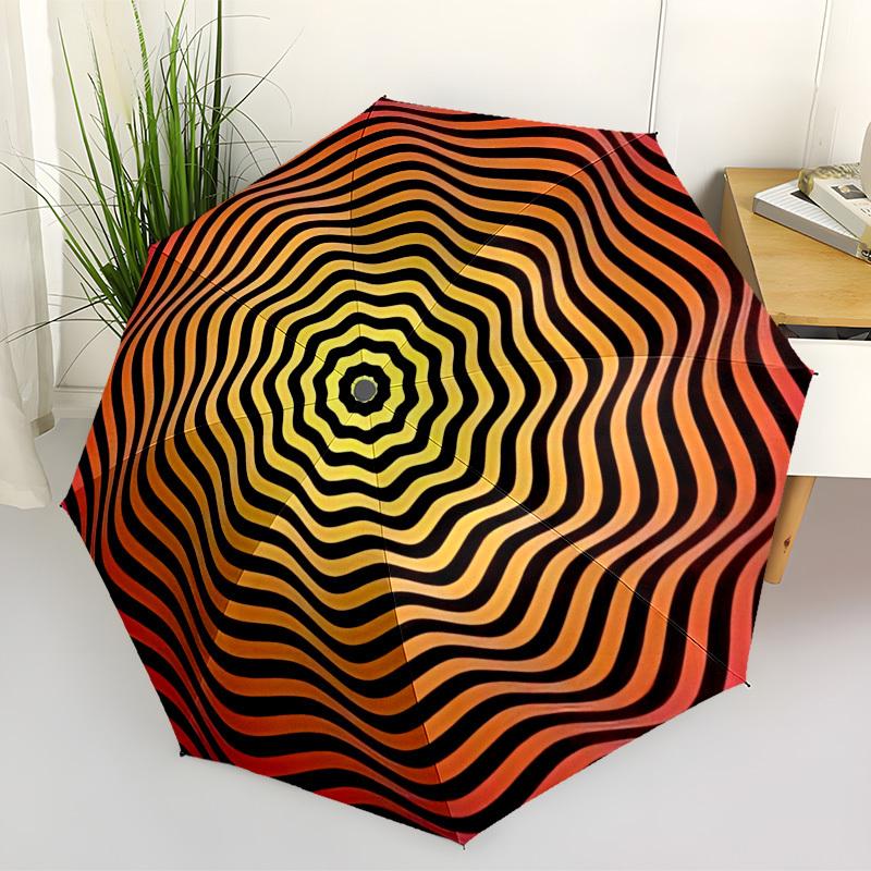 

1pc Optical Illusion Pattern Automatic Open/Close Umbrella, Folding Compact Umbrella with Lightweight Design for Women/Menyy251028205
