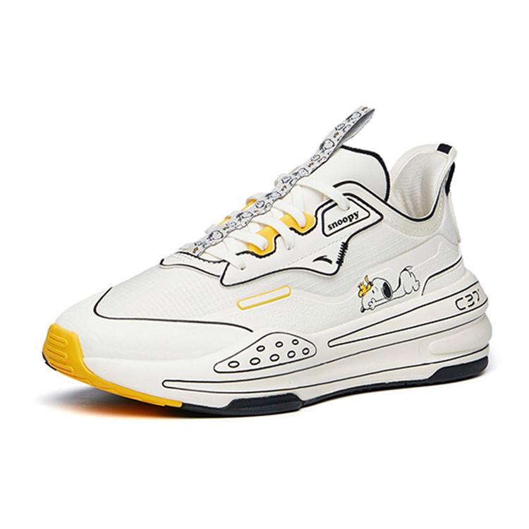New SNOOPY x Anta C37 Series Shock Absorbers Slip Resistant Abrasion Resistant Low top Casual Shoes Women's White Yellow 922128081-11
