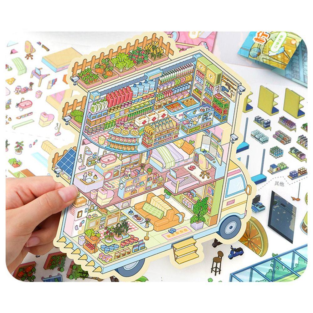 Visual Stacking Three-dimensional Sticker Lemon Shop Miniature Scene Sticker Children