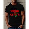 European Size Casual Geometric Kenya Flag Print T-Shirt for Men - Short Sleeve Crew Neck Tee Polyester Knit Fabric Regular Fit - Summer Top