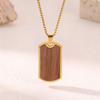 Bestselling Men's Two-Tone Wooden Cross Titanium Steel Dog Tag Necklace