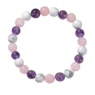 Purple Crystal and Turquoise Gemstones Beaded Bracelet Handmade Wrist Jewelry Stone Bracelet Suitable for Daily Wear