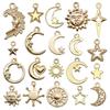 Handmade Antique Gold Sun, Moon & Star Charms for DIY Jewelry – Bracelets, Necklaces, Earrings (Set of 5 Colors)