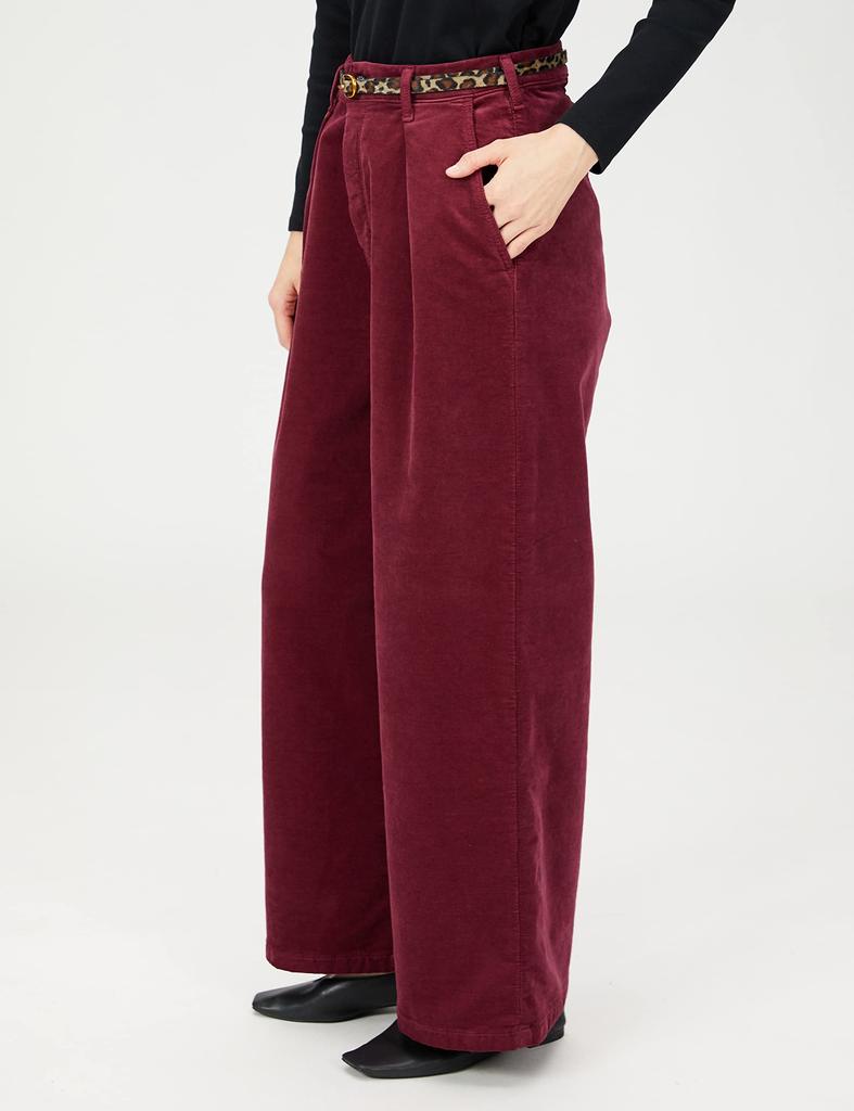 Something Wide Tuck Casual Pants with Size 2XS Women's Belt, Red,