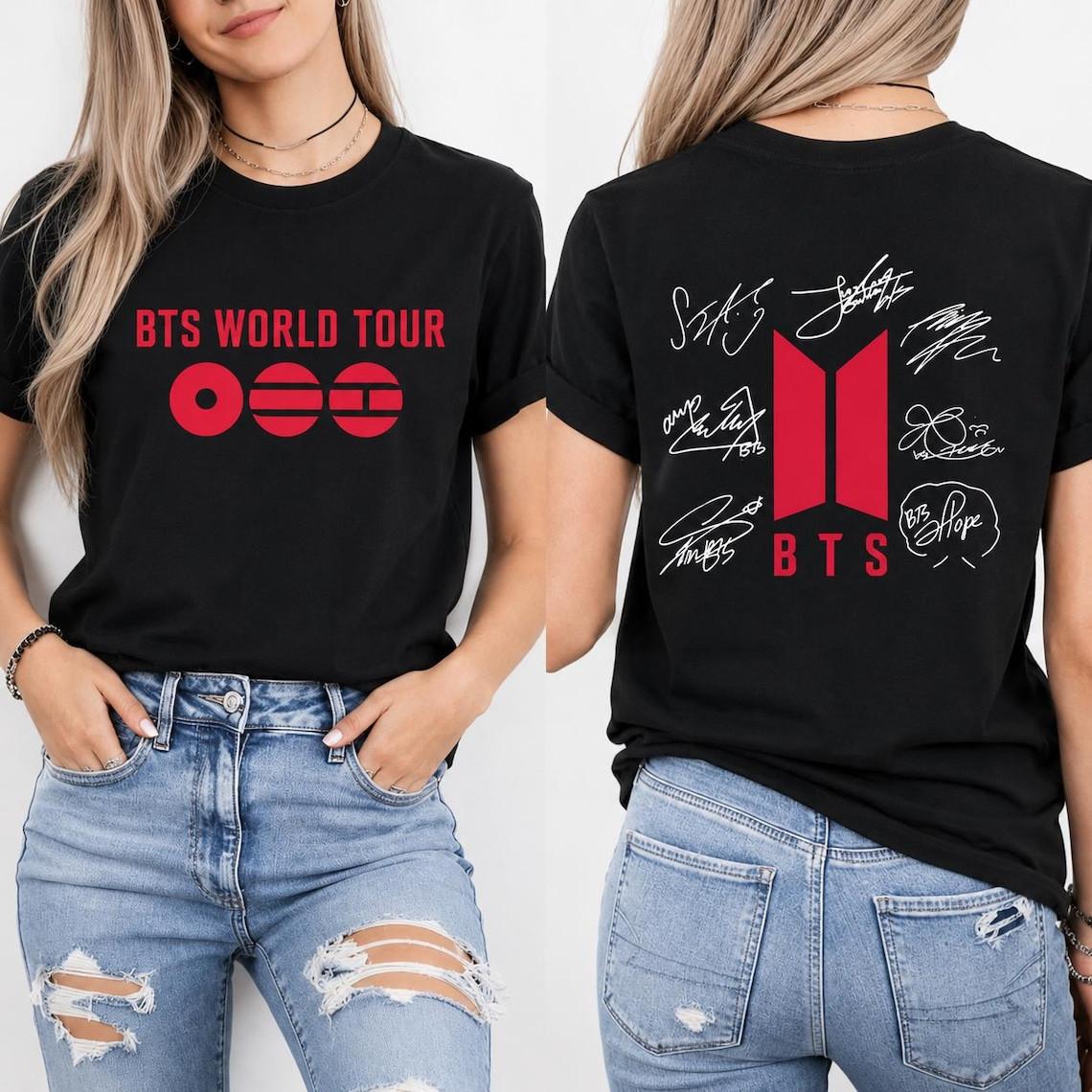 BTS World Tour 2026 Signed T-Shirt – Kpop Merch, Fan Gift XXL