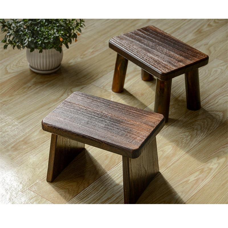 Modern Minimalist Solid Wood Stool, Small Square Low Bench, Home Shoe Changing Stool for Entryway Living Room Tea Table