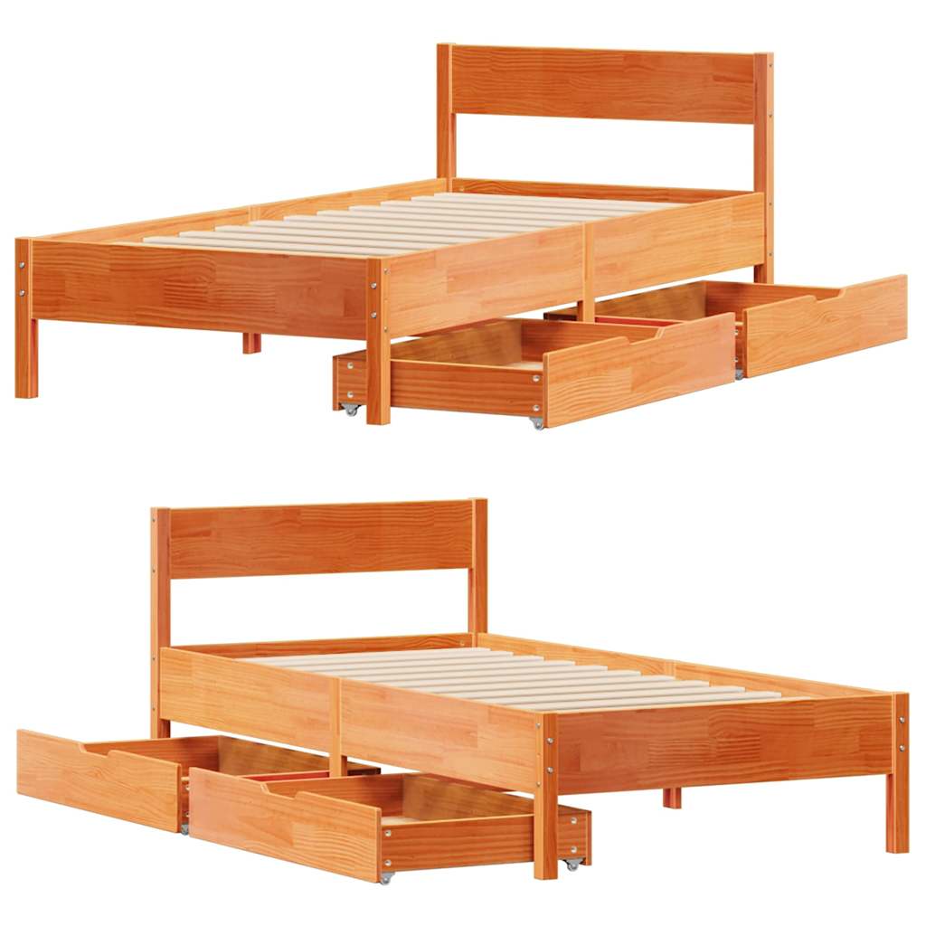 Solid Wood Bed without Mattress Wax Brown 90x200 cm Pine Wood