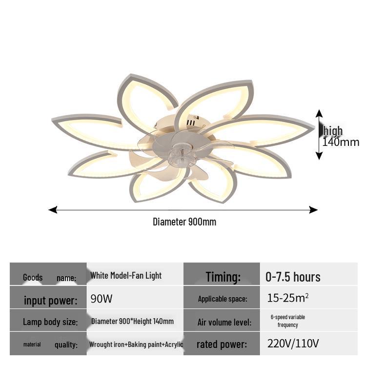 Silent Modern Flush Mount Ceiling Fan Light for Living Room/Bedroom