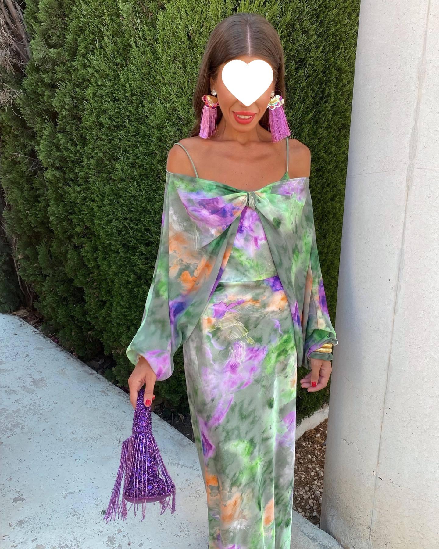 

Floral Long Suspender Dress Extra Large зелений