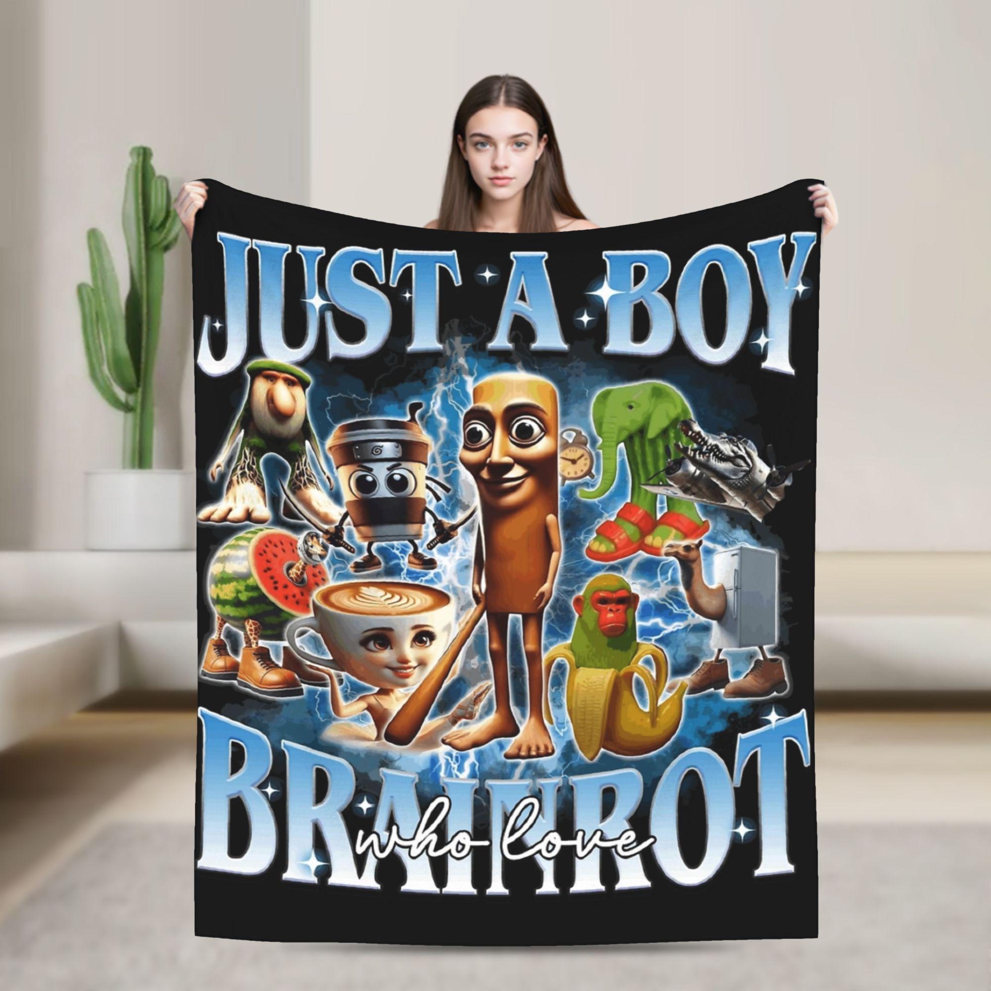 Pandara Jewelry Unisex Coral Just A Boy Who Love Meme Italian Brainrot Blanket Fleece Plush Spring Soft Throw Blanket For Bedding Outdoor Bedspreads