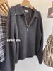 European Style High-End Women's Wool Half-Zip Sweater, 2025 Winter Lapel, Thick Knit, Autumn/Winter Loose Base Layer