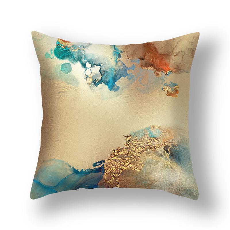 45x45cm Nordic Ins Abstract Gold Blue Marble Print Cushion Cover Sofa Office Seat Lumbar Pillow Cover Home Decoration