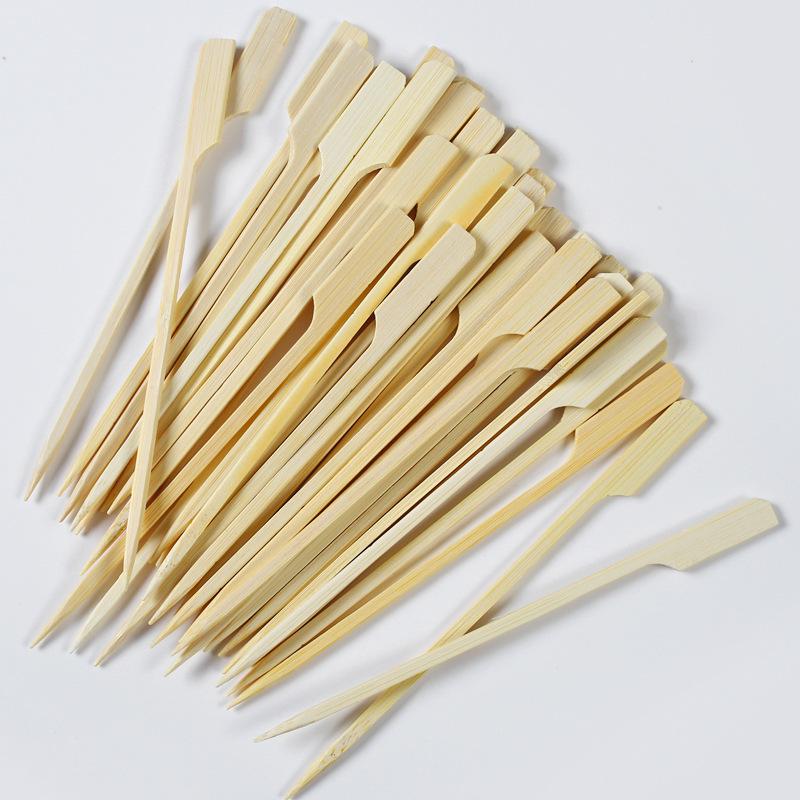 Green Bamboo Skewers with Handle for Yakitori & Oden - Japanese BBQ Commercial Use 9cm (Pack of 100)