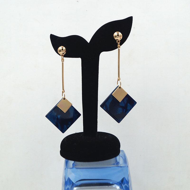 Trendy Geometric Resin Long Dangle Earrings for Women – Japanese-Korean Style