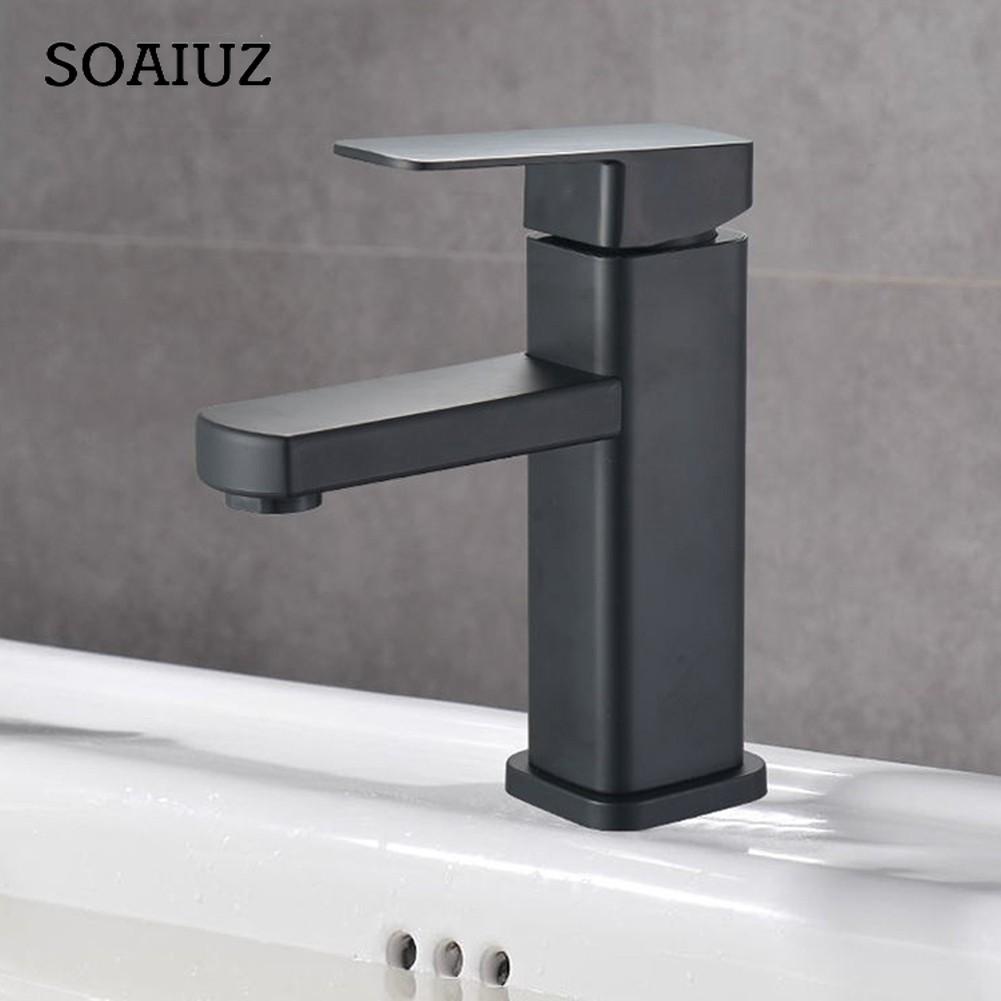 304 Stainless Steel Black Single Cold Sink Faucet Bathroom Counter Basin Faucet