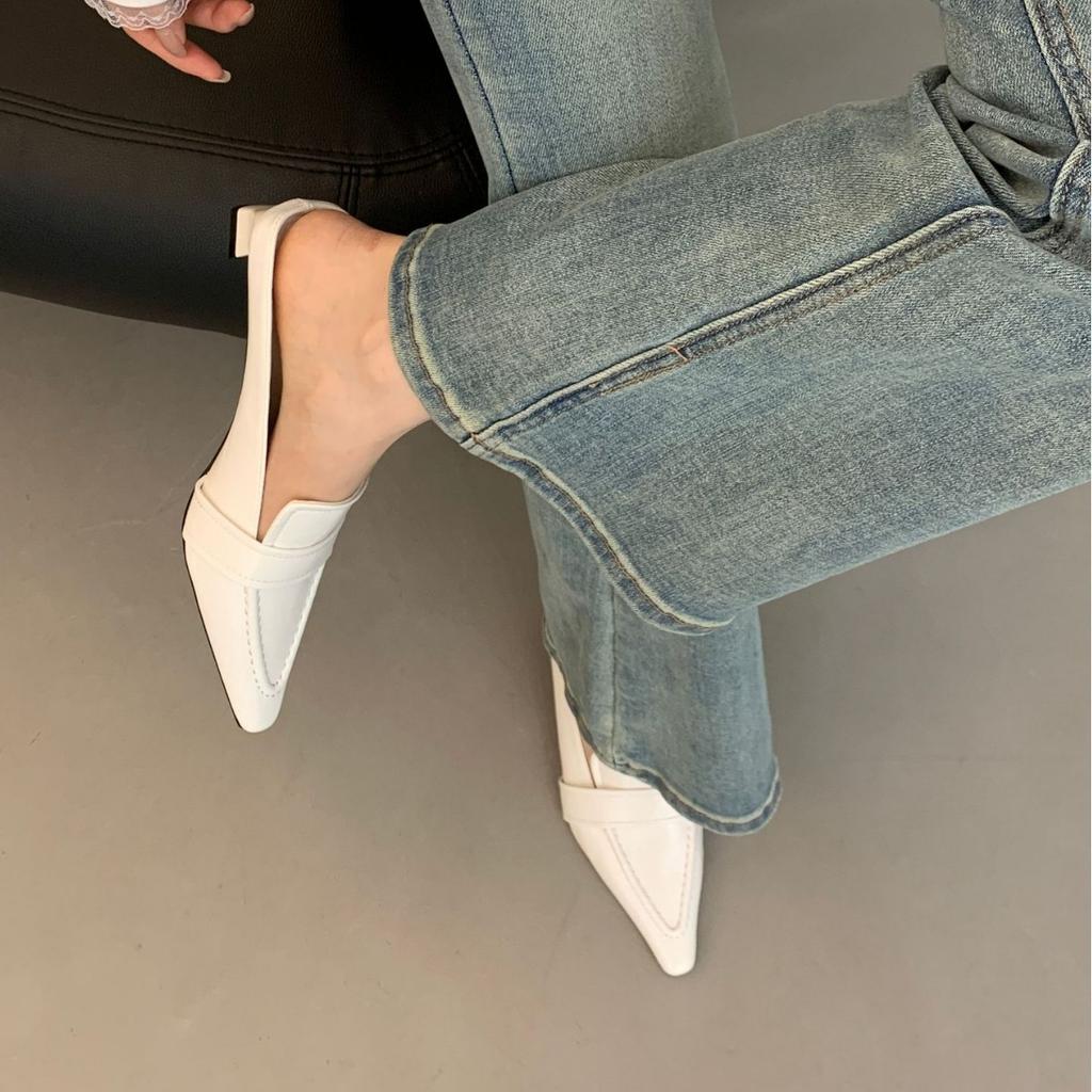 British Style Bag Head Half Slippers French Niche Low-Heeled Muller Shoes Retro Fashion Outer Women'S Shoes