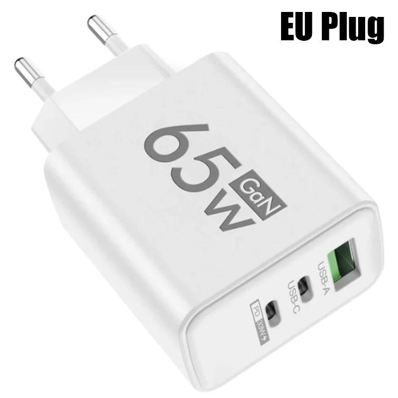 65W GaN USB C Charger Quick Charge Korea EU US Plug PD USB-C TypeC Fast USB Charger For iPhone 14 Xiaomi Samsung Macbook