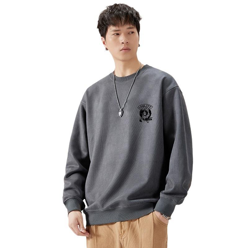 Осенний 380G американский тяжелый круглый ворот свитер мужской свободный большой — фото 6